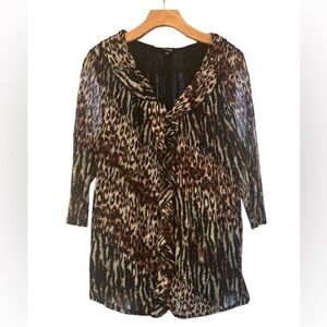 Rafaella Black Ivory Copper Animal Print Blouse